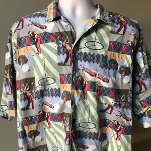 DUFFIES Golf Print Hawaiian Camp B/F Shirt